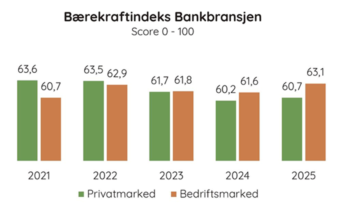 Graf som viser bærekraftsindeksen for Bankbransjen