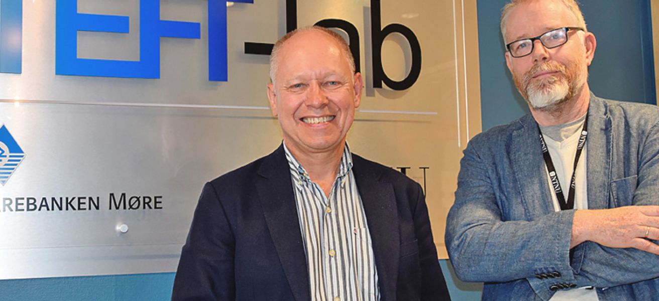 Leder for innovasjon i Sparebanken Møre, Bjørn Petter Haugen og professor og leder for TEFT-lab, Øivind Strand.