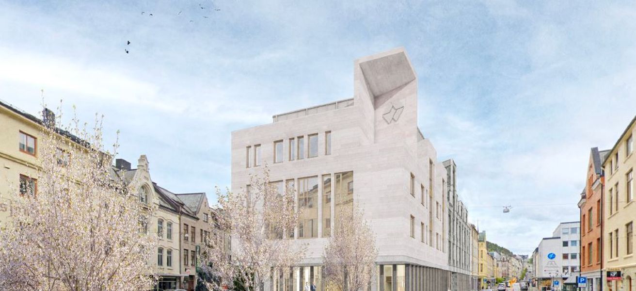Skisse av hovedkontoret til Sparebanken Møre, i Ålesund