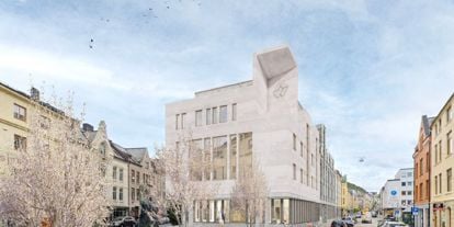 Skisse av hovedkontoret til Sparebanken Møre, i Ålesund 