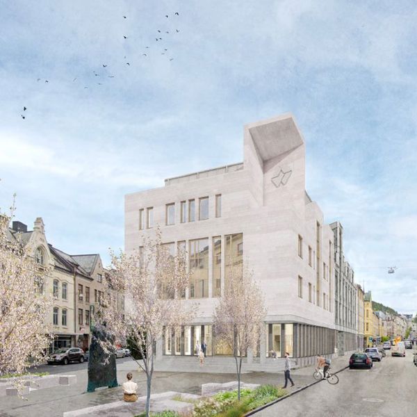 Skisse av hovedkontoret til Sparebanken Møre, i Ålesund 